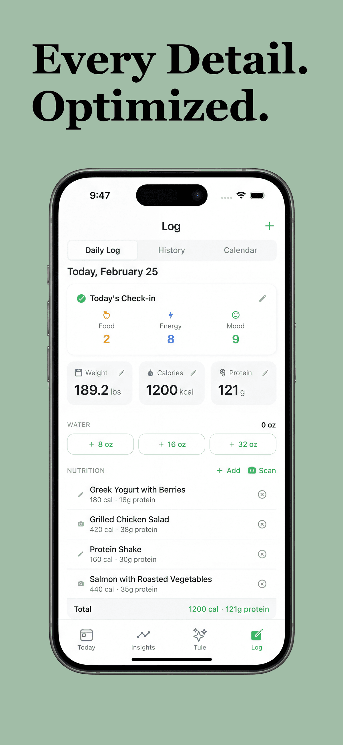 GLP Compass Logging - Weight, calories, protein, water, and side effects tracking
